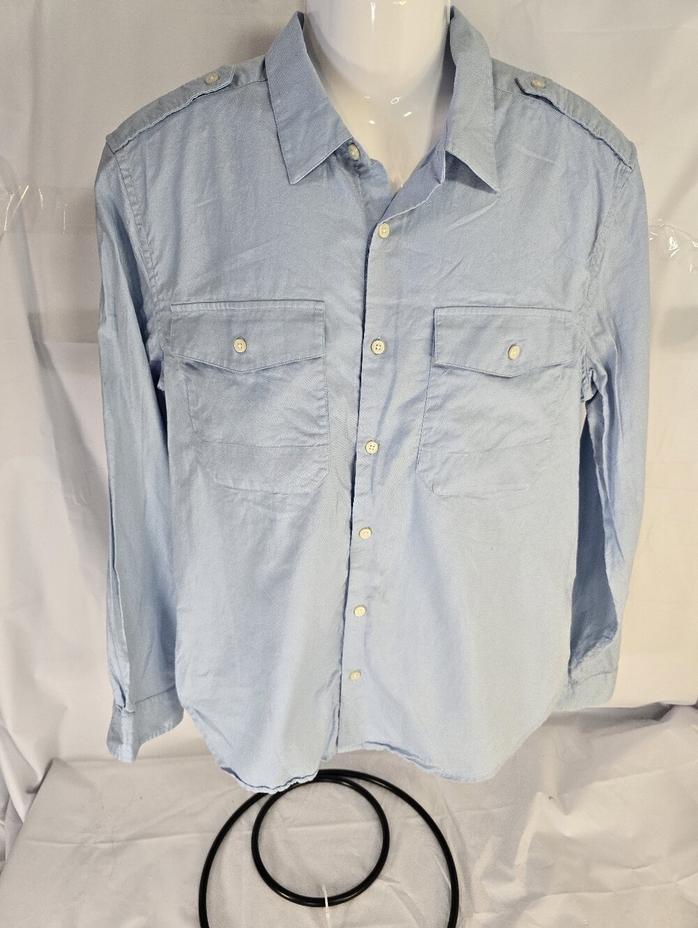 Seven for All Mankind Men's Large Slim Fit Light Blue Utility Button Up Shirt